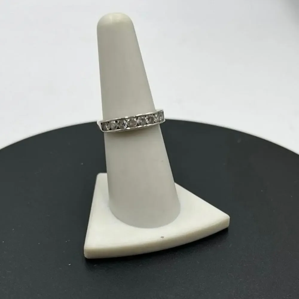 IBB Sterling Silver Designer CZ Band Half Eternity‎ Ring Sz 7.25